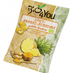 Bomboane bio usor picante cu ananas si curcuma, 75g Bio 4 You