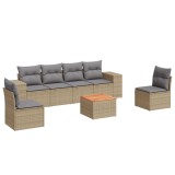 Cumpara ieftin Set canapele de gradina, 7 piese, cu perne, bej, poliratan