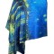 Esarfa tip sal doua fete pictata 12, Dacali, matase, albastru, 180x70cm