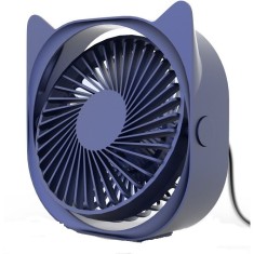 Mini ventilator pentru birou cu usb, flippy, rotire 360 grade, 3 viteze, 13.5 x 12,8 cm, albastru