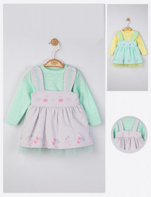 Set rochita cu bluzita pentru fetite Cirese, Tongs baby (Culoare: Verde, Marime: 12-18 Luni) foto
