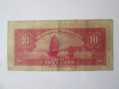 Rara! China 10 Cents 1935 provincia Kwangtung(Banca Provinciei Kwangtung),bancnota din imagini foto