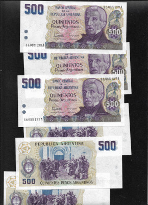 Argentina 500 pesos argentinos 1984 unc pret pe bucata foto