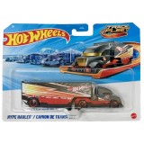 Set camion cu remorca, Hot Wheels, Track Fleet, Hype Hauler, JKP35