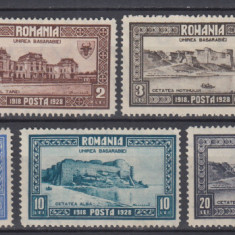 ROMANIA 1928 LP 78 - 10 ANI DE LA UNIREA BASARABIEI SERIE SARNIERA