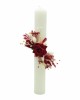 Lumanare de cununie botez, 40 cm, cu trandafir matase si plante naturale uscate (personalizabila cromatic si cu text), Eventissimi&reg;