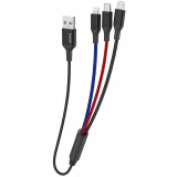 Cablu Date si Incarcare USB - Lightning / USB Type-C / MicroUSB Dudao L10pro, 5A, 0.38 m, Alb