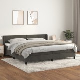 Gossi pat box spring cu saltea, gri inchis, 200x200 cm, catifea