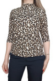 Bluza cu maneca trei sferturi si inchidere cu fermoar la spate, cu imprimeu clasic, leopard, XS-S