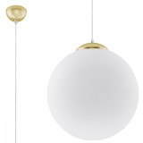 Lampă Suspendată Ugo Aur Alb Oțel/Sticlă 1 Bec Minge Minimalist De Interior
