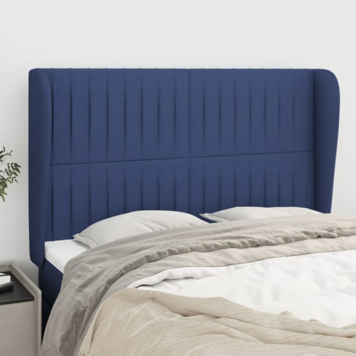 Gossi tablie de pat cu aripioare, albastru, 147x23x118/128 cm, textil