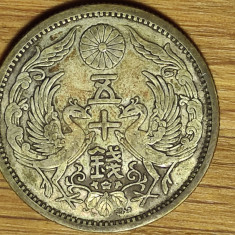 Japonia - raritate argint - moneda de colectie 50 sen 1922 -Taisho- stare f buna