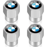 Set 4 capacele pentru ventil auto din aluminiu, General Store, Hexagon, BMW, Argintiu