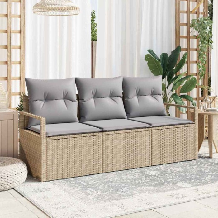 vidaXL Set de canapele pentru grădină 3 pcs Beige și gri deschis 3354909