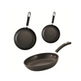 Set 3 Tigai Bialetti Impact Inductie, 20/24/28cm, Aluminiu Teflonat, Toate Sursele de Caldura, Negru