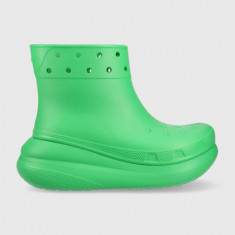 Crocs cizme Classic Crush Rain Boot femei, culoarea verde, 207946 207946.3E8-3E8