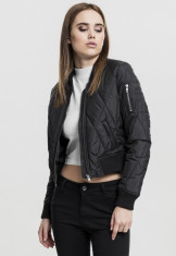 Ladies Diamond Quilt Short Bomber foto