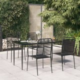 vidaXL Set de masă grădină, 5 piese, fr&acirc;nghie neagră din bumbac &amp; oțel