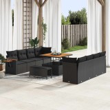 vidaXL Set de canapele pentru grădină cu pernă Negru Rattan poli 3365104