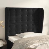 Gossi tablie de pat cu aripioare, negru, 103x23x118/128 cm, catifea