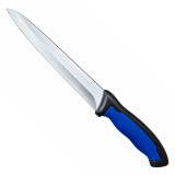 Cumpara ieftin Cutit de bucatarie albastru-negru 33 cm, lama 20 cm, 98 g, otel inoxidabil, maner anti-alunecare, pentru feliere carne, peste si legume