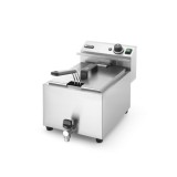 Friteuza electrica profesionala Master Cook, 8 litri, 3500 W, inox, cu robinet scurgere ulei, termostat 0-195 gr C
