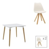 Cumpara ieftin Set dining Natali-Caron, Pako World, 3 piese, MDF, Alb-natural, 80x80x76 cm