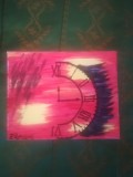 TABLOU PE PANZA CU SASIU NOU 24X30 CM CEAS PICTOR FLORIAN PRET 50 LEI, Abstract, Acrilic