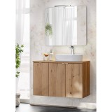 Set mobilier baie suspendat cu oglinda LED Skelbolu, stejar