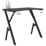 Birou de gaming cu picioare in forma de Y, negru, 90x60x75 cm