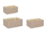 Cumpara ieftin Set 3 cosuri depozitare textil bej Hymar 20x13x9h; 23x16x10h; 26x19x11h
