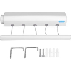Uscator de rufe retractabil, Mmgoqqt, ABS, 5 sfori, Capacitate uscare 18.75 m, Alb