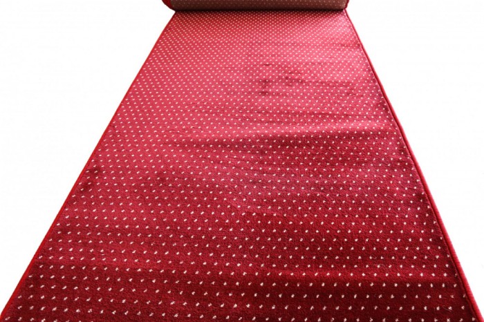 Traversa Bisericeasca Festonata Surfilata, Model Lotos 588-208w, Latime 0.6m, Marime 60 x 200 cm, Grena, Rosu, Inaltime Fir 8 mm, Antialergic, Polipro