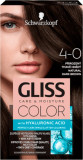 Schwarzkopf Gliss Color Vopsea de păr permanentă 4-0 Șaten &Icirc;nchis Natural, 1 buc