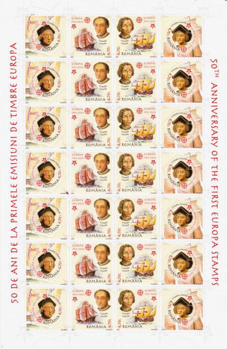 ✅RO 2005 LP1691 coala dantelata Europa-CEPT Cristofor Columb, cota 140 Lei,MNH