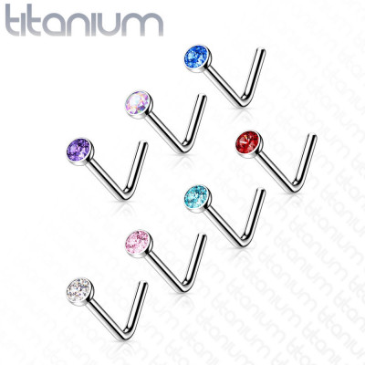 Piercing pentru nas din titan - zirconiu rotund &amp;icirc;n montură, 0,8 mm - Culoare zirconiu piercing: Aurora Boreală - AB foto