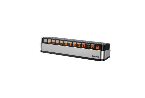 SUPORT numar de telefon parbriz Baseus, functie de inchidere si deschidere prin apasare, sase seturi de numere incluse, argintiu &quot;ACNUM-B0S&quot; - 6953156