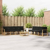 vidaXL Set de canapele de exterior cu pernă 9 pcs Alb și negru 3389338