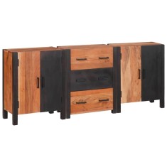 vidaXL Bufet cu sertar 3 pcs Maro 55 x 30 x 75 cm Lemn masiv de acacia