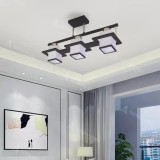 Lustra Clasica Aramis cu Lemn Abajur Patrat 3x E27 Alb Negru ModernLight Concept