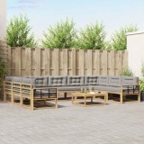 vidaXL Set de canapele de exterior cu pernă 10 pcs Alb și gri deschis 3387080