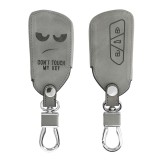Husa Cheie Auto pentru VW - 3 Butoane, Piele nabuc, Gri, 52653.05, Kwmobile