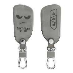 Husa Cheie Auto pentru VW - 3 Butoane, Piele nabuc, Gri, 52653.05