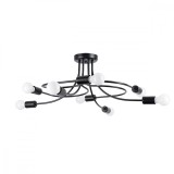Candelabru Negru Din Oțel Cu 8 Becuri Neregulate De Interior Industrial.