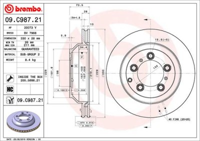 BREMBO 09.C987.21 PRIME LINE - UV Coatedisc frana foto