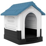 PawHut Cușcă pentru C&acirc;ini de Exterior din Plastic, Căsuță pentru C&acirc;ini Mici și Mini cu Ferestre, Acoperiș &Icirc;nclinat și Bază Ridicată, 64,5x57x66 cm, Al