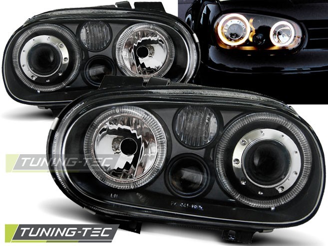 Faruri sport tuning Angel Eyes VW Golf 4 look R32 negru cu lupa NOU,  Volkswagen, GOLF IV (1J1) - [1997 - 2005] | Okazii.ro