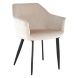 Cumpara ieftin Scaun-fotoliu tapiterie bej picioare metal negru Odovel 56x63x82 cm