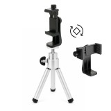 Mini trepied extensibil din aluminiu pentru telefon cu suport rotativ, montura 1 4 inch, 13.5, 19.5 cm, suport smartphone cu prindere prin surub