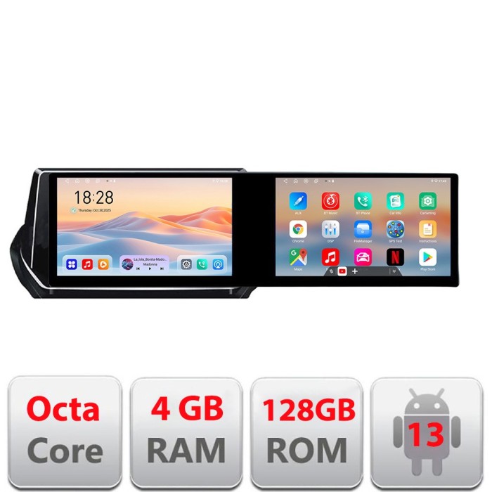 Navigatie Peugeot 2008 2020- Edotec 2 ecrane 8 core 4+128 21.6 inch Incell android Wifi 5Ghz gps internet Kit-209-2020 CarStore Technology